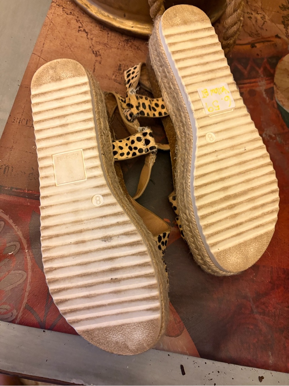 Dolce Vita ~ Leopard Spot Cow Hair Strappy Low Platform Sandals Shoes sz 8 - Picture 8 of 8